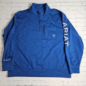 Ariat Mens XL AriatTEK Cold Series Quarter Zip Pullover Blue Space Dye Fleece
